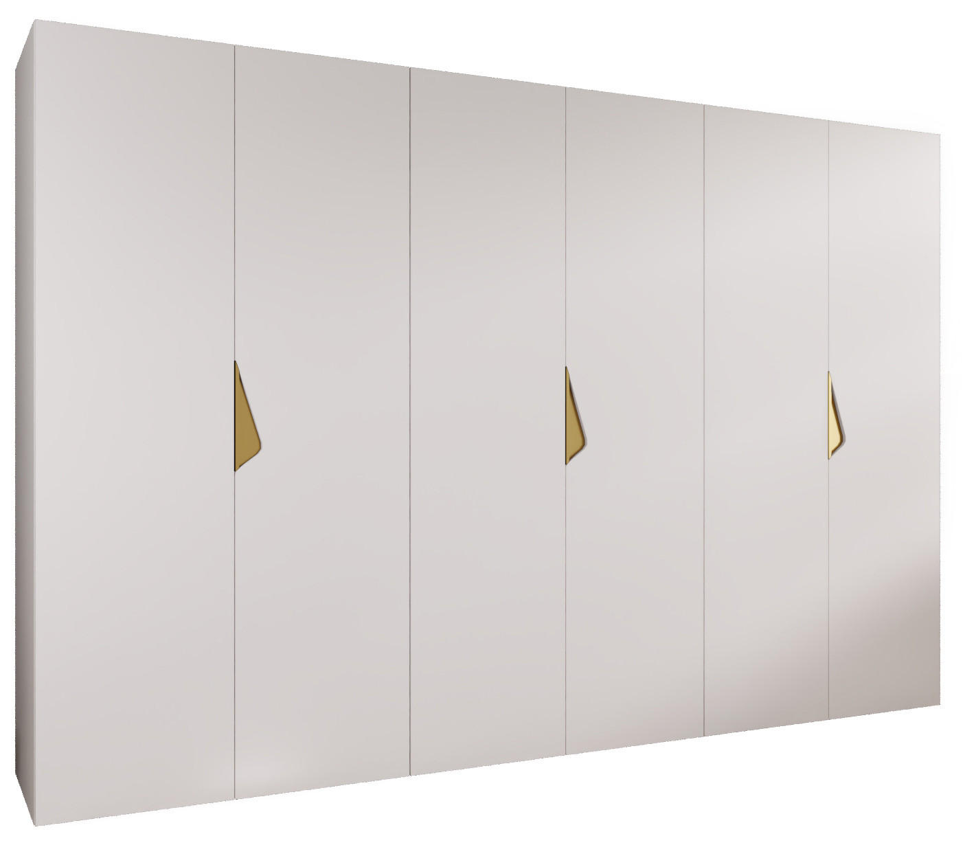 DREHTÜRENSCHRANK 202/300/52 6-türig - Goldfarben/Weiß, Holz/Metall (300/202/52cm) - Abiks Möbel