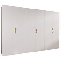 DREHTÜRENSCHRANK 202/300/52 6-türig - Goldfarben/Weiß, Holz/Metall (300/202/52cm) - Abiks Möbel