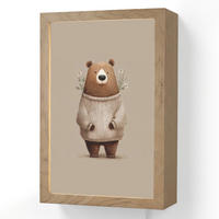 NÁSTĚNNÁ LAMPA Medvěd - Bílé květy - Cosy 20x30 cm - šedohnědá, kompozitní dřevo (20/30/8cm) - OnlyWow