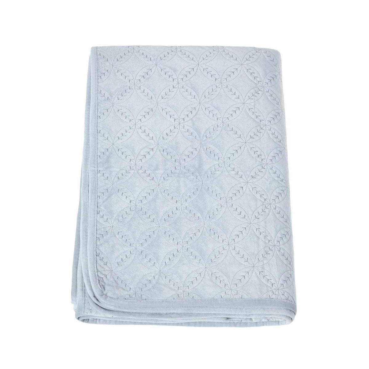 TAGESDECKE Samt 200/200 cm, geometrisch gemustert - Hellgrau, Textil (200/200cm) - Homescapes