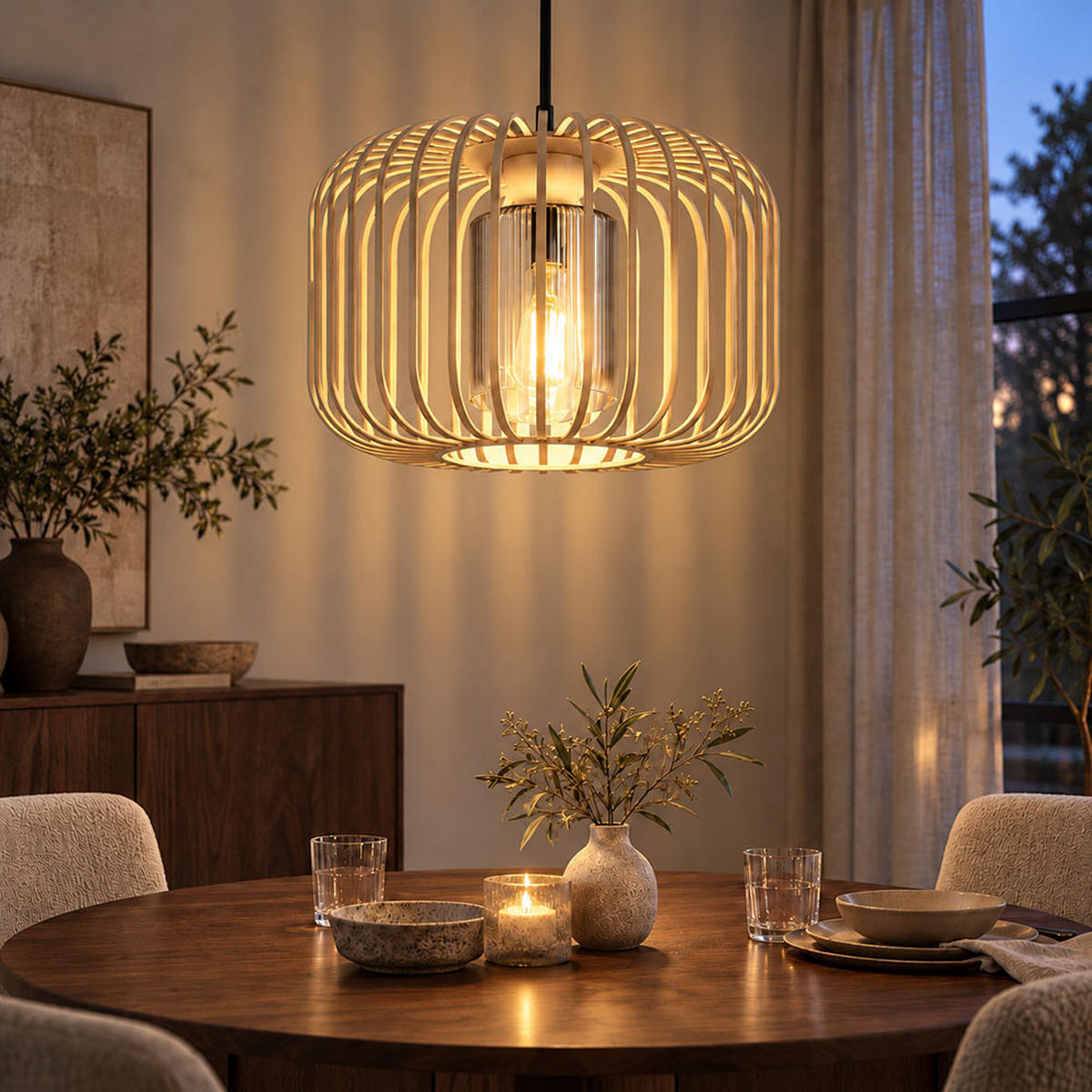 LED HÄNGELEUCHTE ALFRED Metall Beige - Beige, Glas (28/28/120cm) - Globo Lighting