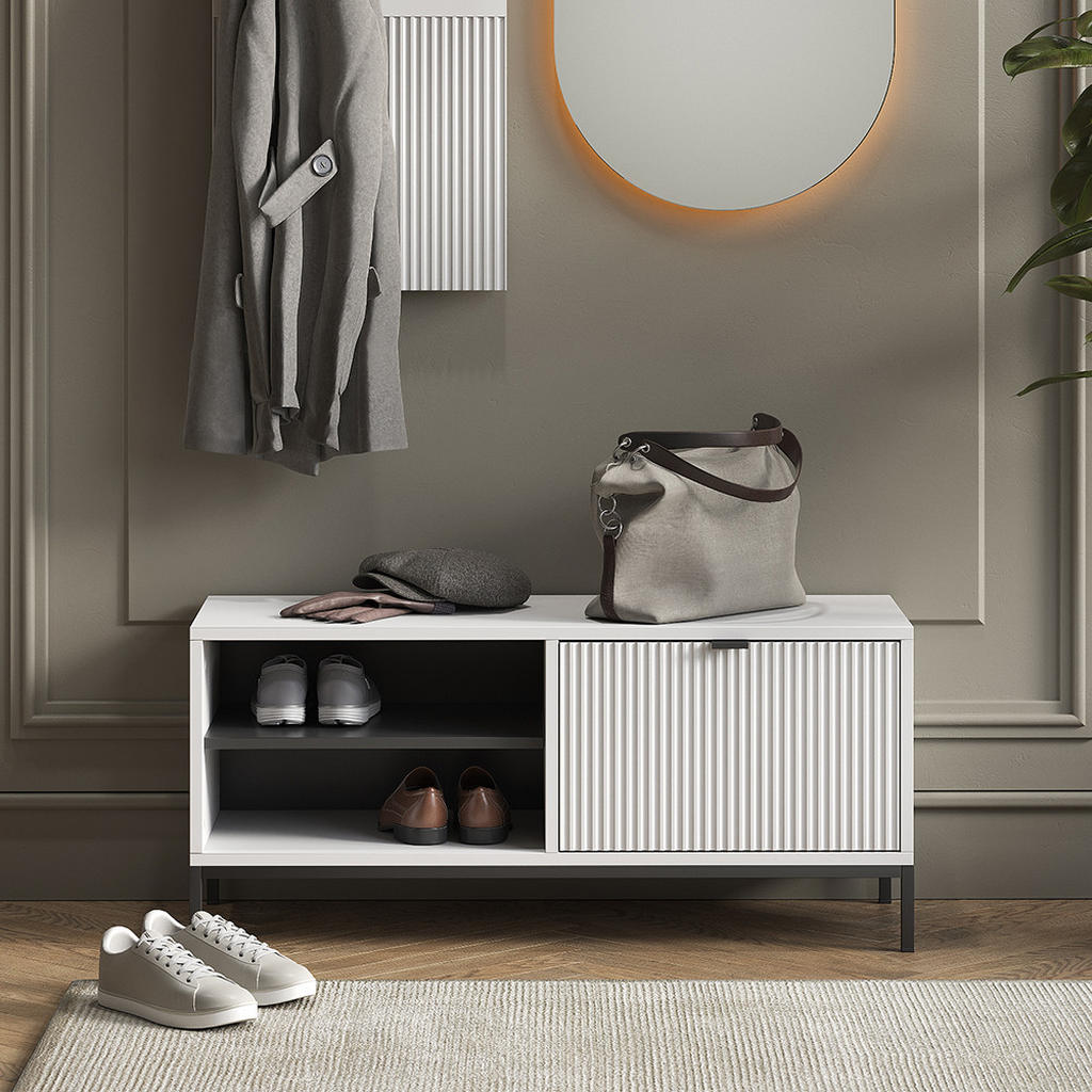 Thumbnail - Vicco Schuhschrank, Weiß, Holzwerkstoff, 1 Fächer, Rechteckig, 100x45x40 cm, Garderobe, Garderobenbänke, Schuhbänke