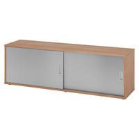 LOWBOARD mit Schiebetür 40/160/52 cm in Nussbaumfarben/Silberfarben - Silberfarben/Nussbaumfarben, Holzwerkstoff (160/52/40cm) - bümö
