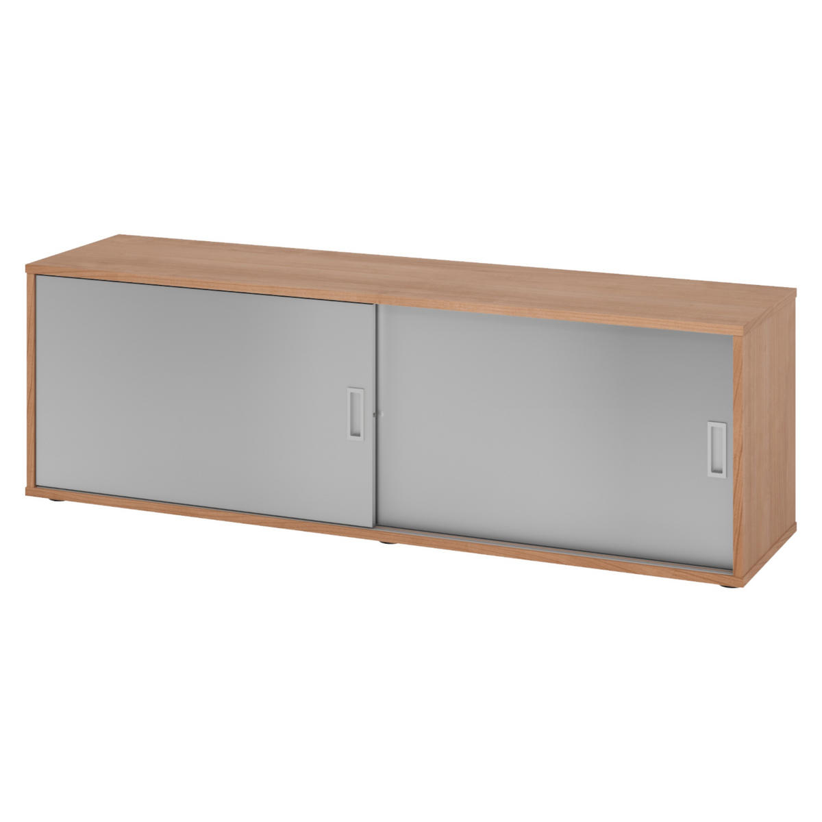 LOWBOARD mit Schiebetür 40/160/52 cm in Nussbaumfarben/Silberfarben - Silberfarben/Nussbaumfarben, Holzwerkstoff (160/52/40cm) - bümö