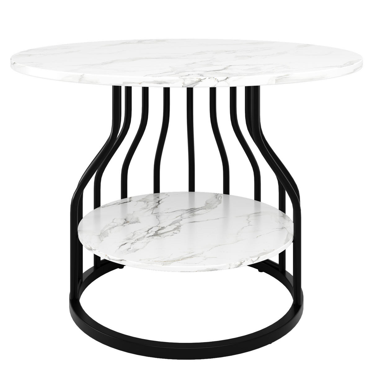 ESSTISCH rund 80/80/76 cm in Schwarz mit Stauraum und MDF-Tischplatte - Schwarz, Holzwerkstoff (80/80/76cm) - Flora Grace
