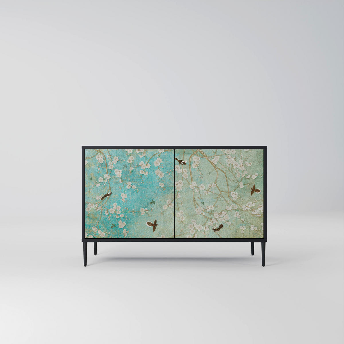 SIDEBOARD BLOOMING CHARM, Eicheneffekt, 111x42x77,5 cm, 2 Türen - Eichefarben/Buchefarben, Holzwerkstoff/Buchenholz (111/77.5/42cm) - SpaceRebels