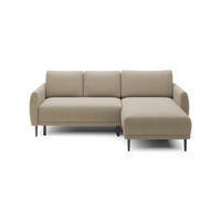ECKSOFA Bono – Stilvolles Sofa mit Schlaffunktion, Robuste Holzfüße, Elegante Armlehnen, Tiefe Sitzfläche 226x164x88 cm – Rechte, Sand - Sandfarben, Holz/Textil (226/164cm) - DomoHome