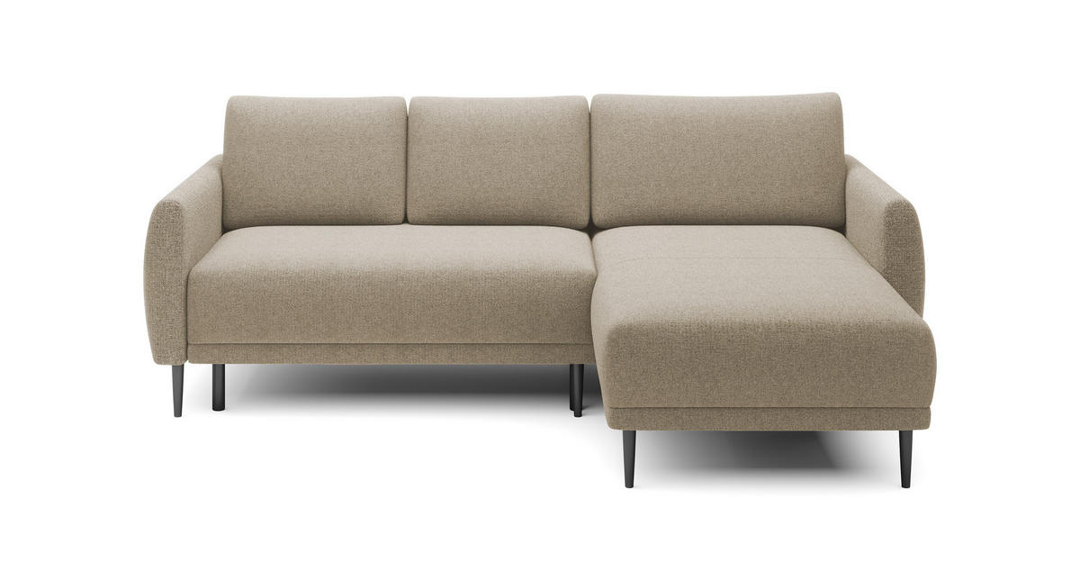 ECKSOFA Bono – Stilvolles Sofa mit Schlaffunktion, Robuste Holzfüße, Elegante Armlehnen, Tiefe Sitzfläche 226x164x88 cm – Rechte, Sand - Sandfarben, Holz/Textil (226/164cm) - DomoHome