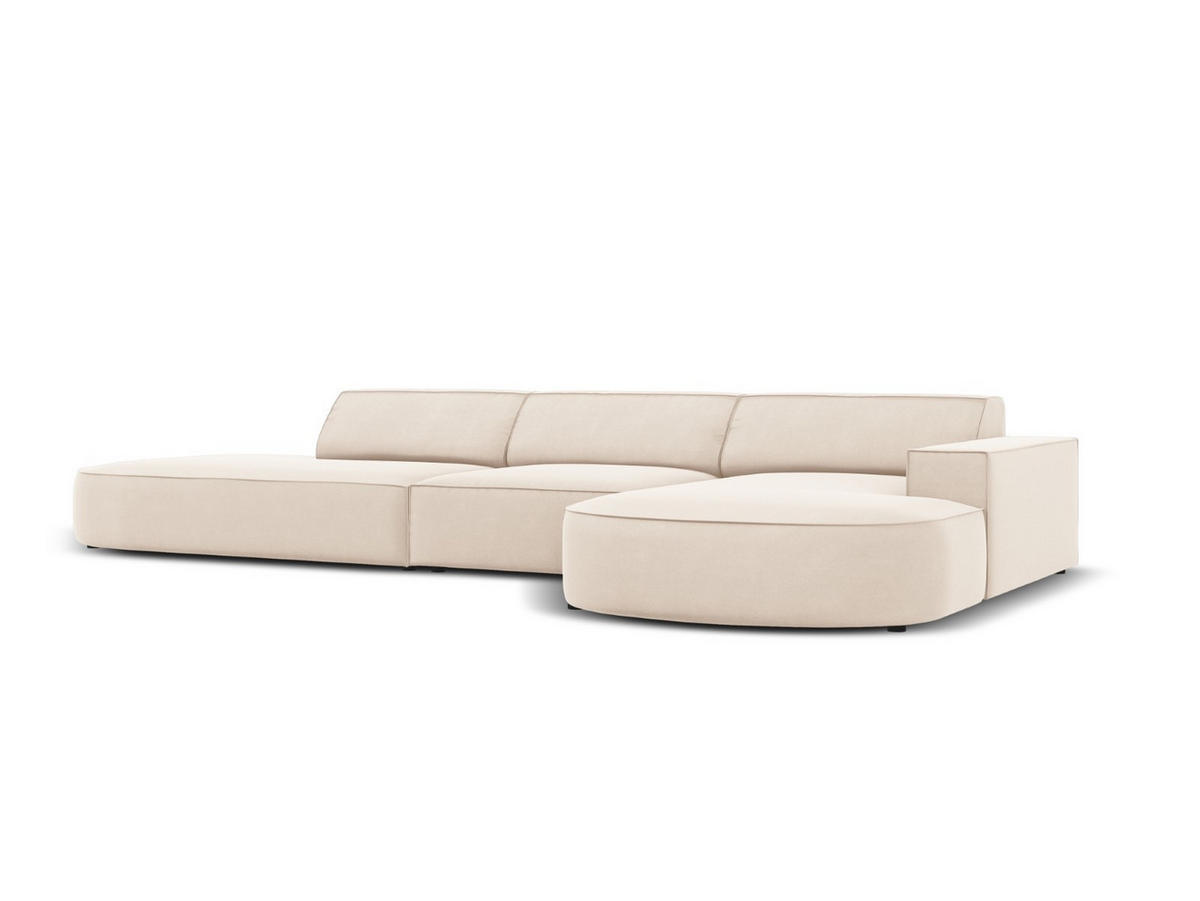 ECKSOFA rechts Jodie aus Samt leichtes beige 4 Sitzplätze - Beige, Textil (166/342cm) - Micadoni