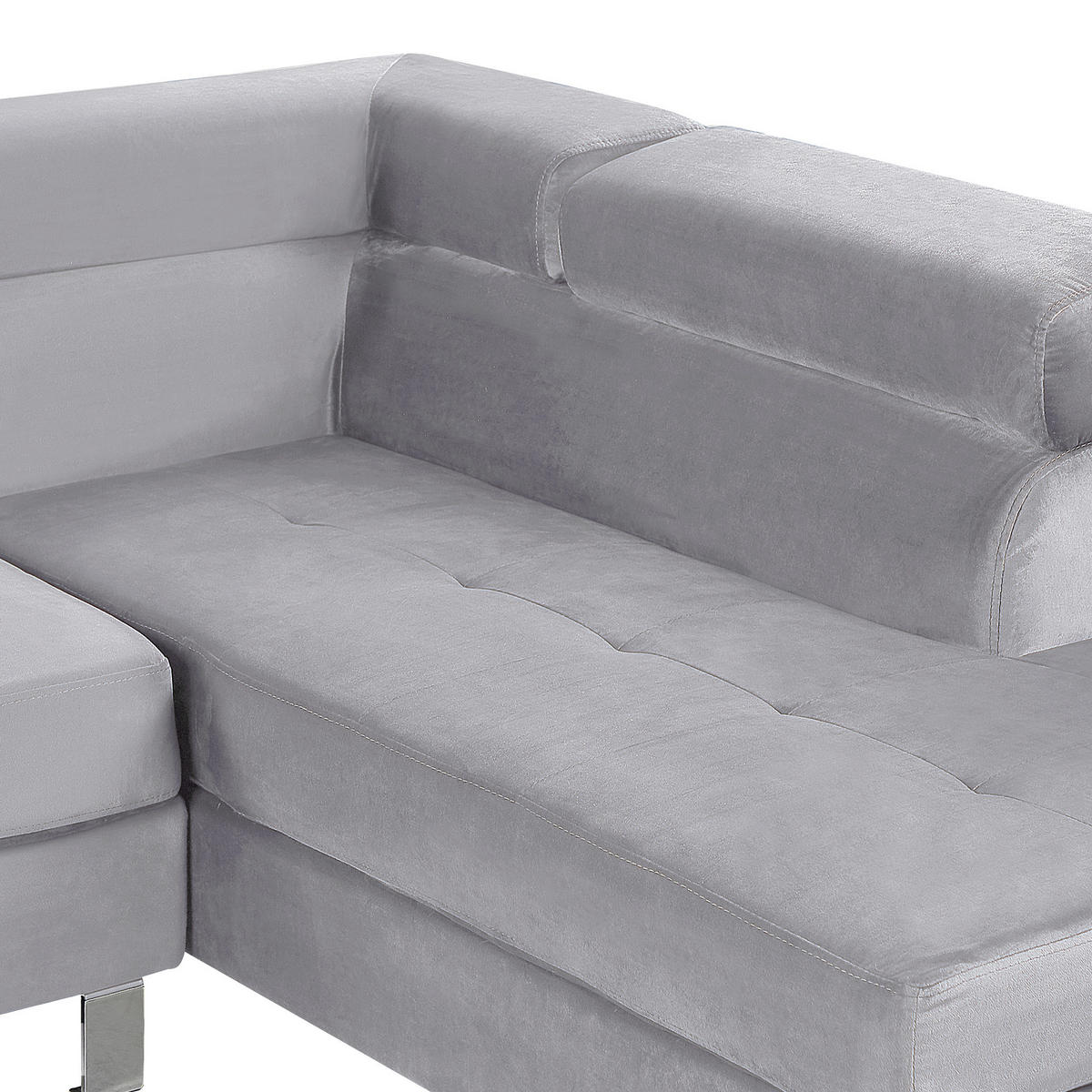 ECKSOFA Samtstoff Grau rechtsseitig Norrea - Hellgrau, Textil (262/169cm) - Beliani