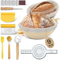 GÄRKÖRBCHEN-SET 9-teilig Naturrattan Oval und Rund mit Zubehör - Multicolor, Naturmaterialien (5/10/10cm)