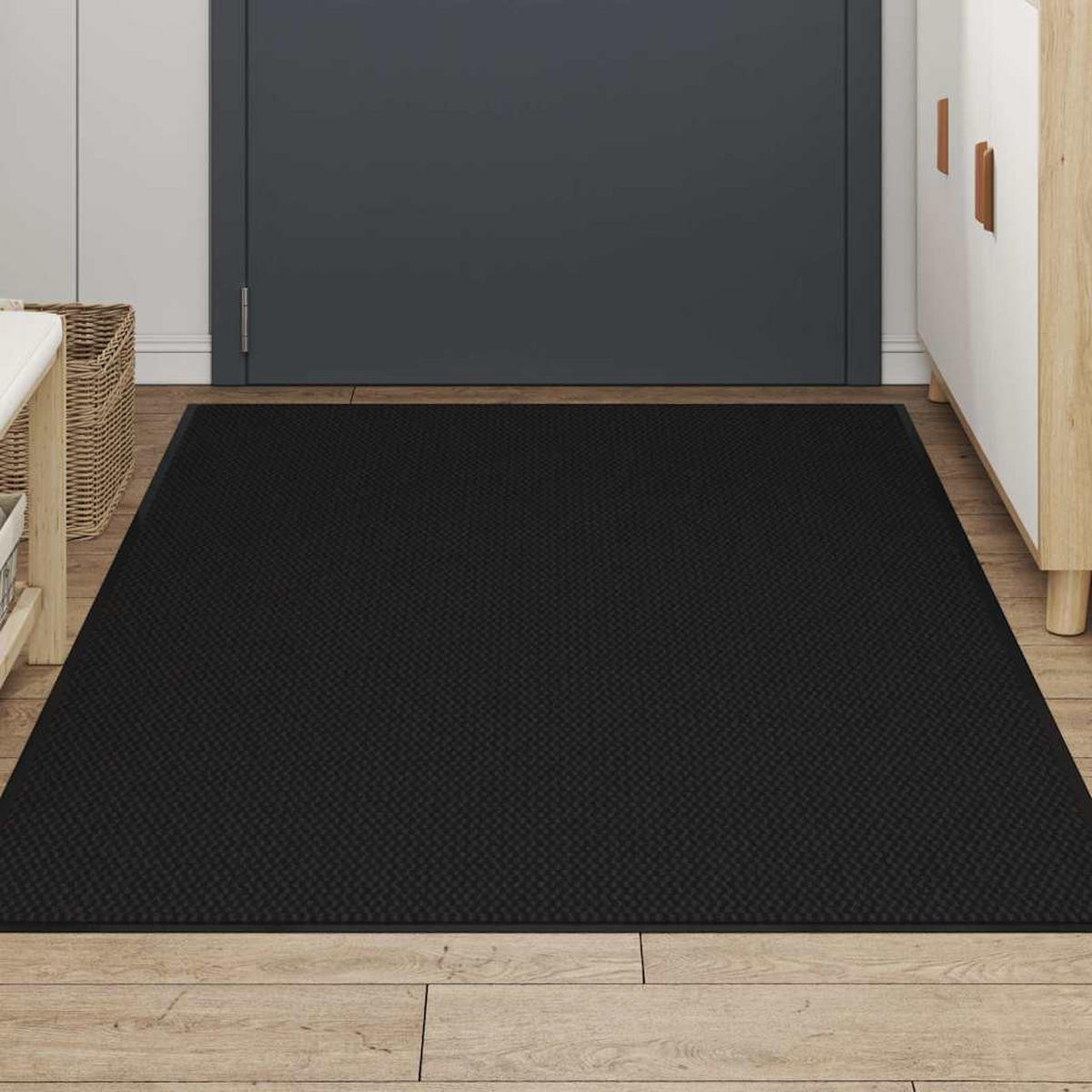 FUSSMATTE Schwarz 115/200 Cm - Schwarz, Kunststoff (115/200cm) - vidaXL