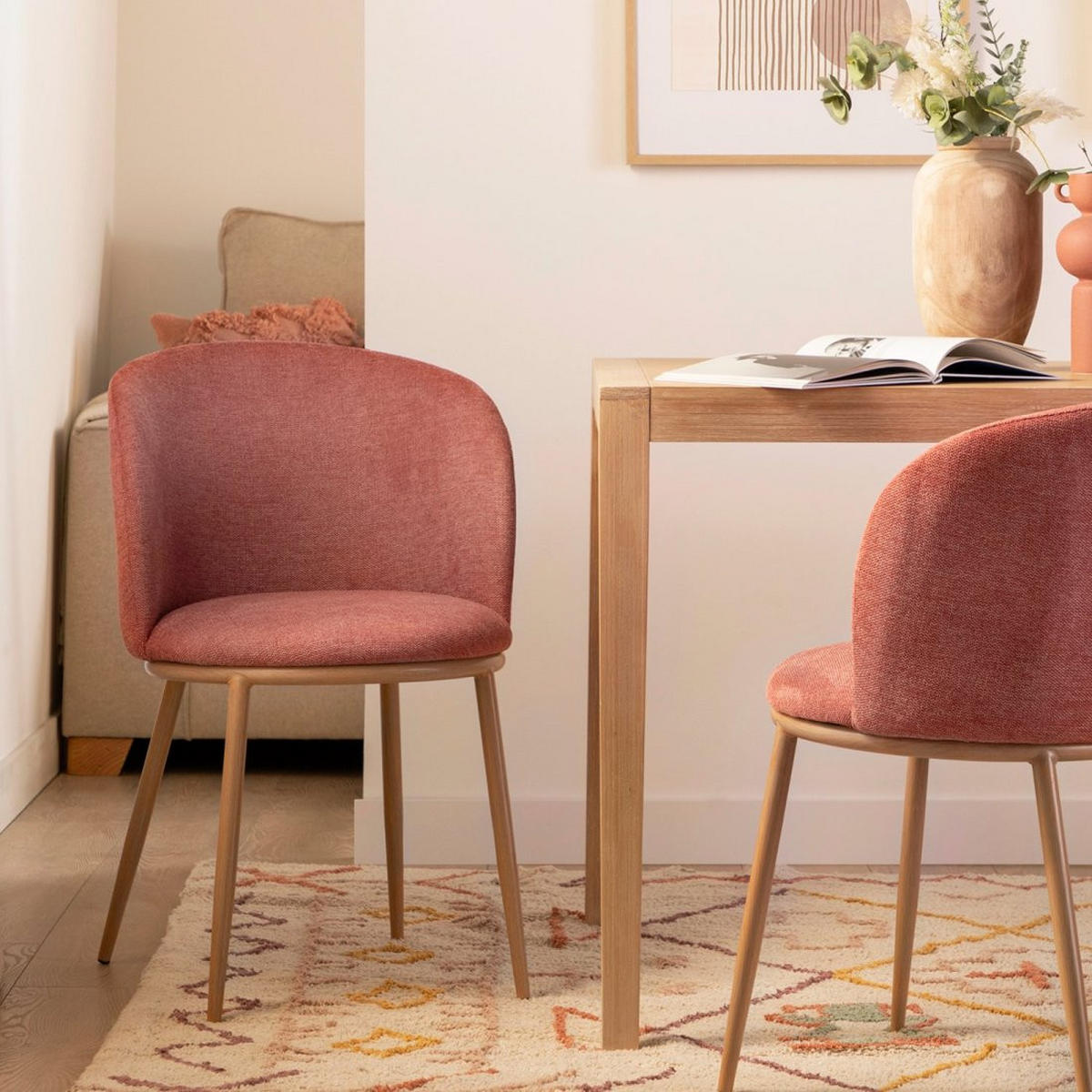 ESSZIMMERSTUHL Nolan Terrakotta / Orange 51 cm x 80 cm 2er-Set - Terracotta, Textil (51/80/57cm)