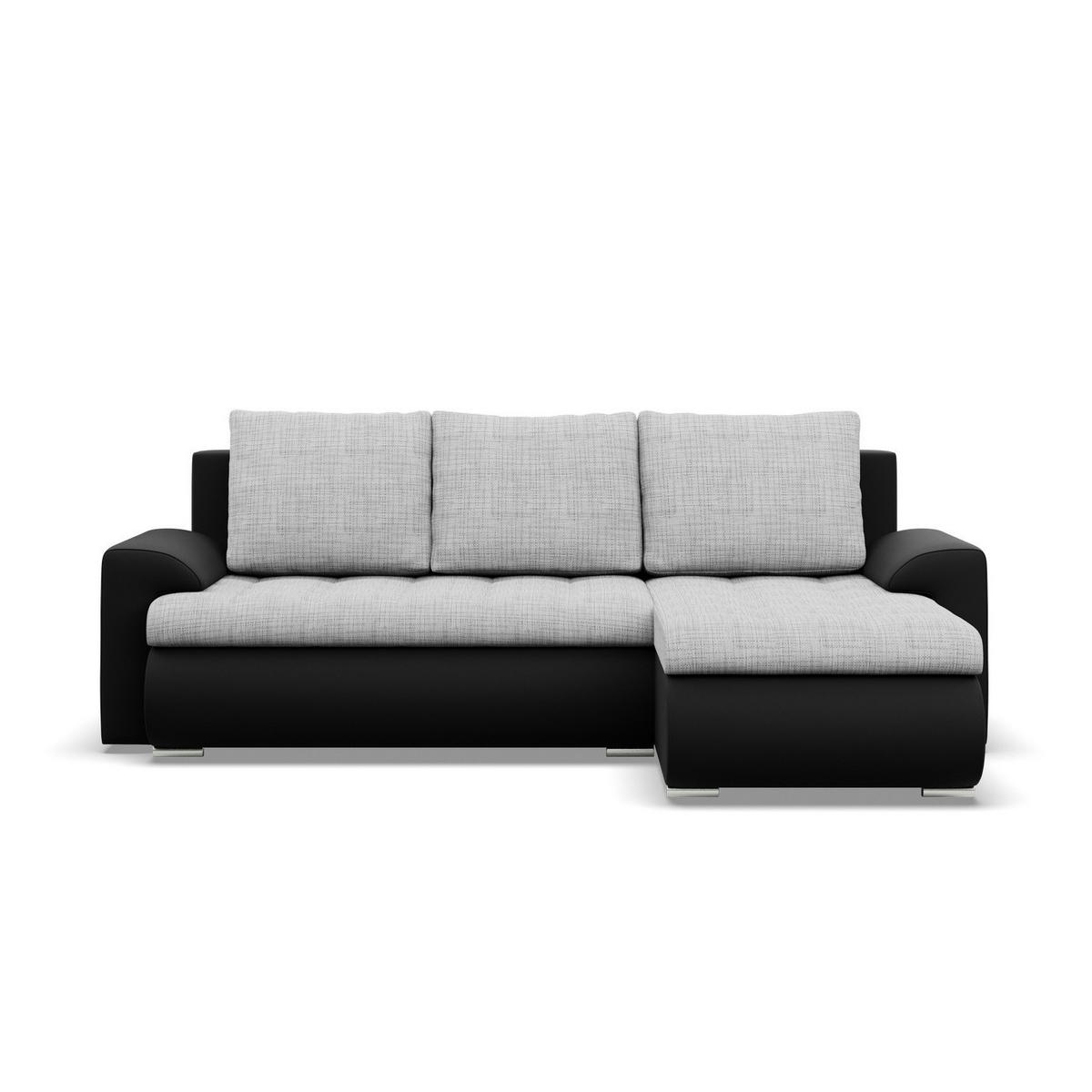 ECKSOFA RECHTS MIT SCHLAFFUNKTION FORESTA, Grau + Schwarz - Schwarz/Grau, Textil (230/159cm) - Mebligo