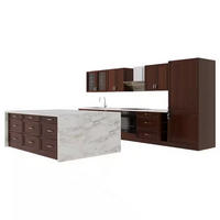 KÜCHENZEILE Mit Insel 340 cm - Sycylia K49-M340 - in Milano Walnuss - Braun, Holz/Metall (340/212/60cm)