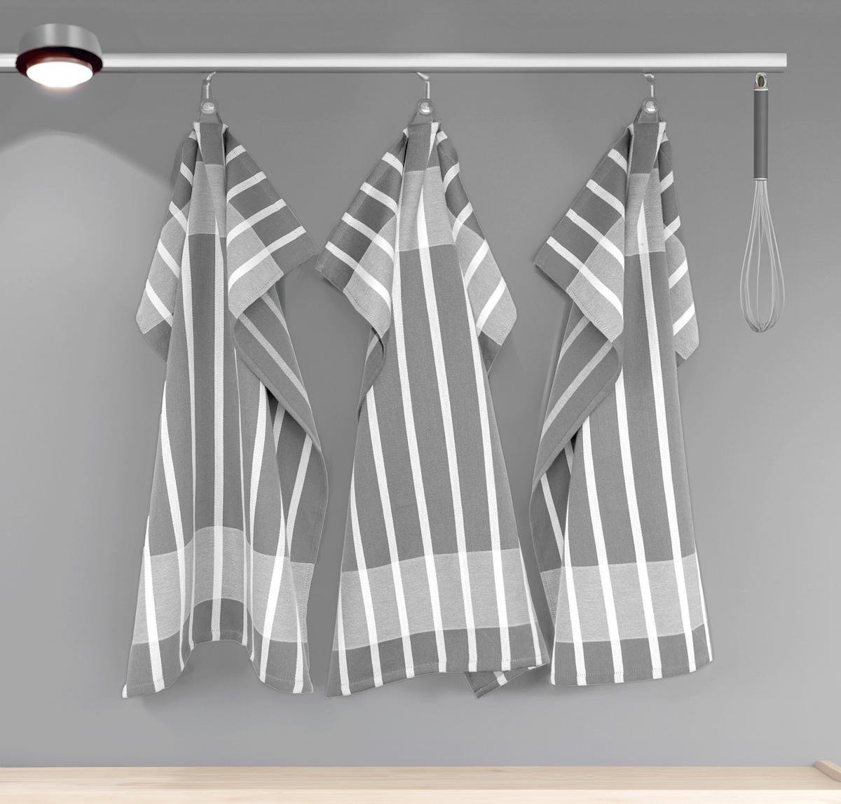 GESCHIRRTÜCHER 50x70 cm, 6er Set, Lüttich Grau - Weiß - Weiß/Grau, Textil (50/70cm) - Lashuma