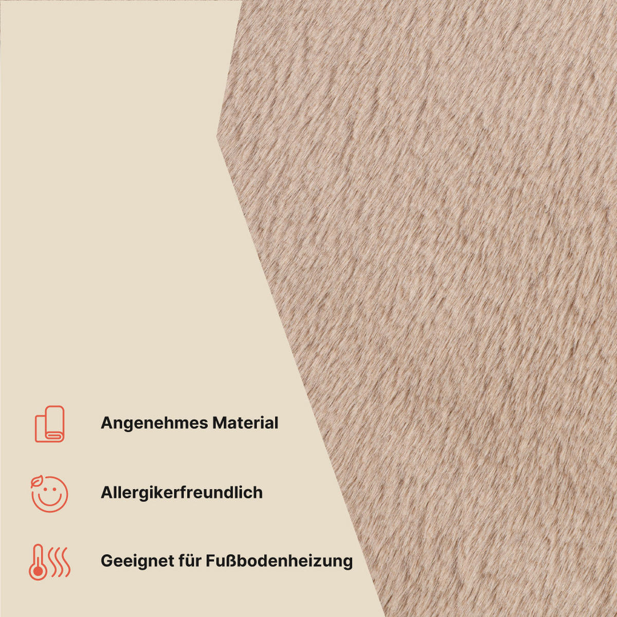 KURZFLORTEPPICH LUMI rund beige kuschelweich waschbar 120/120 cm - Beige, Textil (120/120cm) - Tapiso