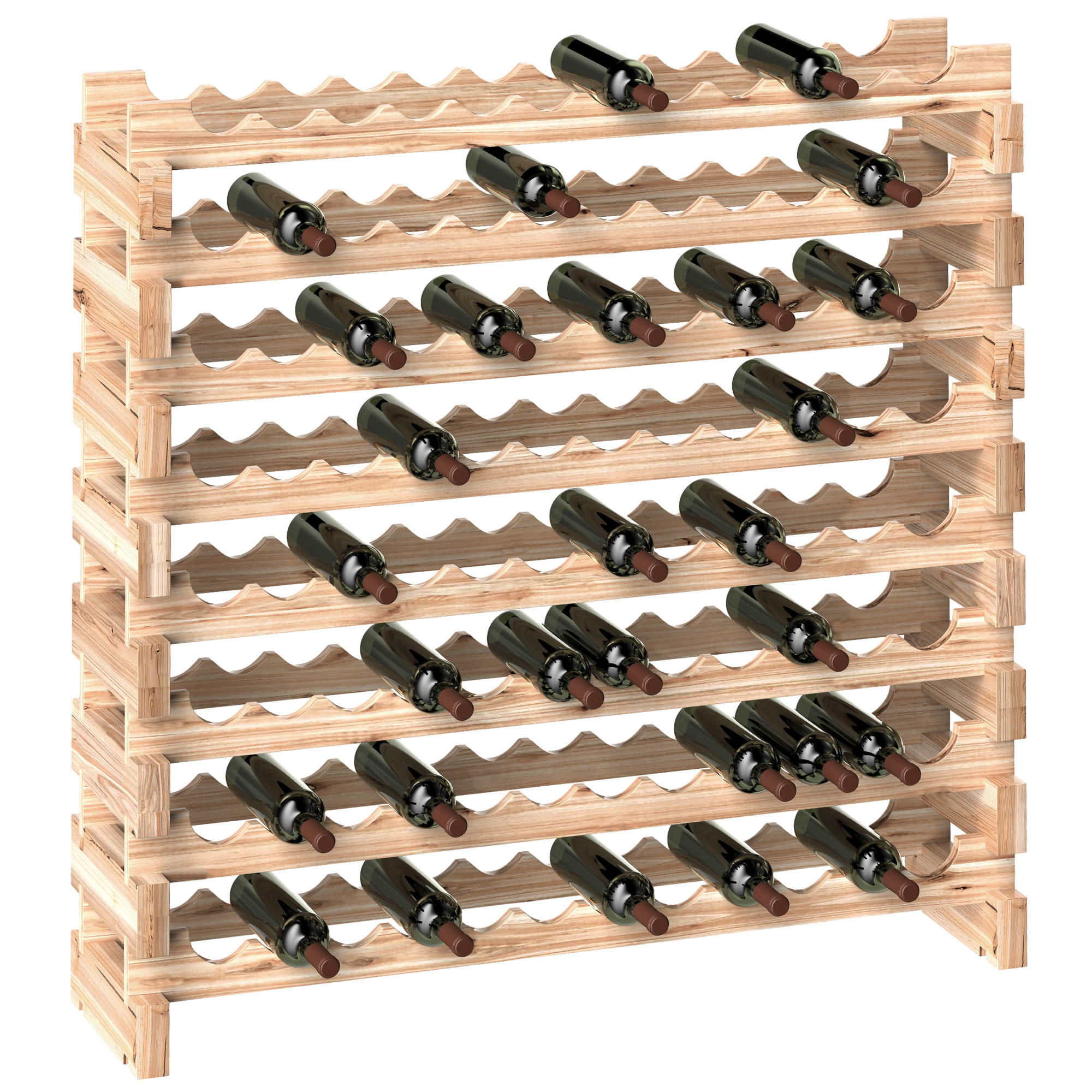 WEINREGAL, Kiefernholz, 8 Ablagen, 96 Flaschen, Holzfarbe, 114x28x113,5cm - Multicolor, Metall (114/113.5/28cm) - FORIOUS