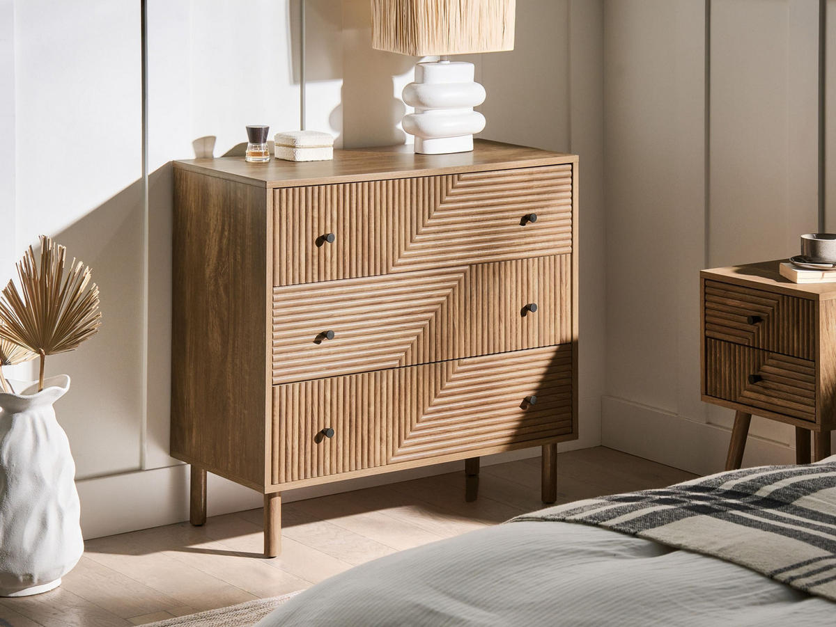 KOMODA s 3 zásuvkami Světle hnědá Ronge - světle hnědá, kompozitní dřevo (80/77/40cm) - Beliani