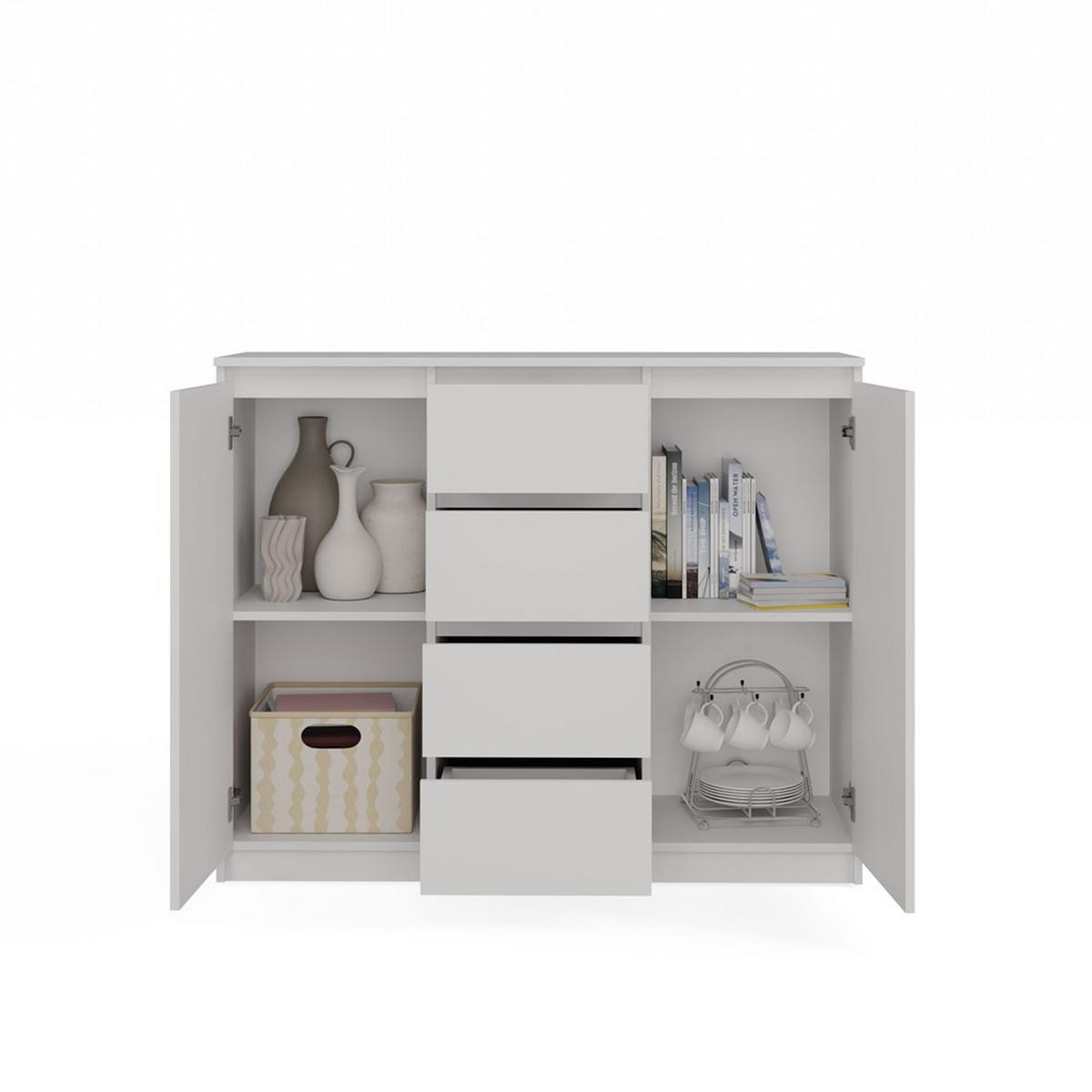 KOMODA - biela, kompozitné drevo (120/97/40cm) - RAUMHIRSCH FURNITURE