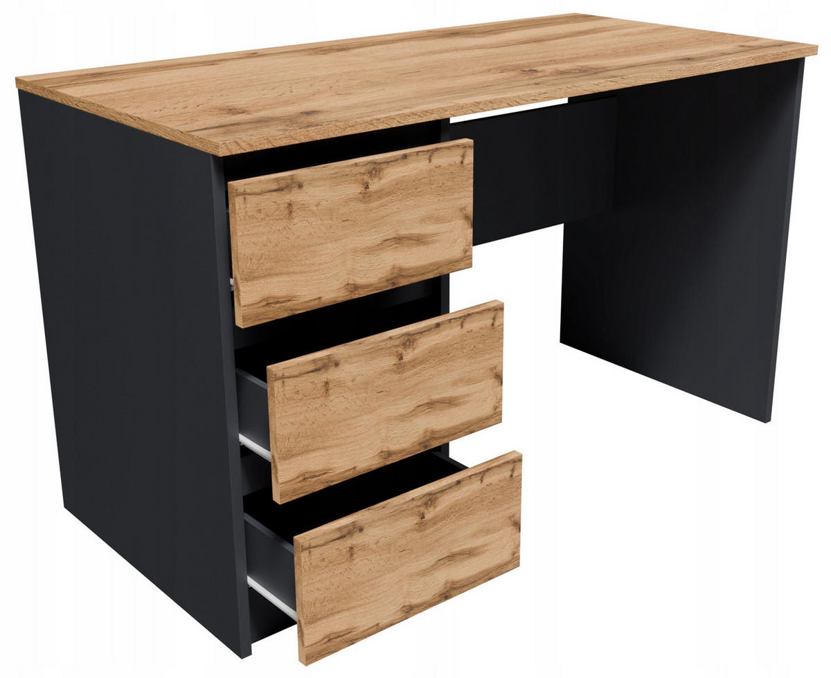 SCHREIBTISCH CR3-CINA Graphit-Wotan Eiche 90/56/77 cm - Eiche Wotan/Graphitfarben, Holzwerkstoff (56/90/77cm)