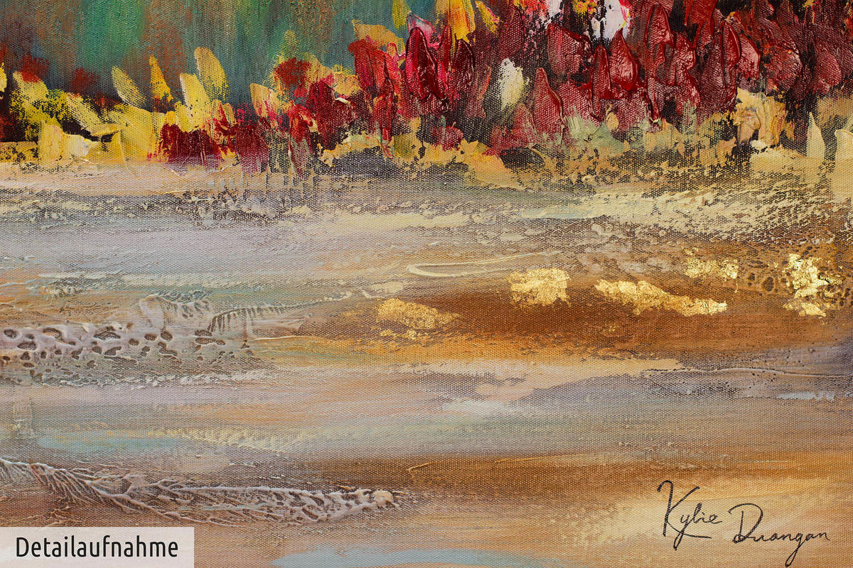 ACRYLBILD HANDGEMALT 120/60 cm - Blau/Rot, Holz/Textil (1.78/60cm) - KUNSTLOFT