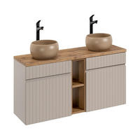 BADMÖBEL-SET 6 Teile - Iconic Cashmere I BM40 in Kaschmir Matt/ Evoke Eiche - Kaschmir, Holz (140/46/46cm)