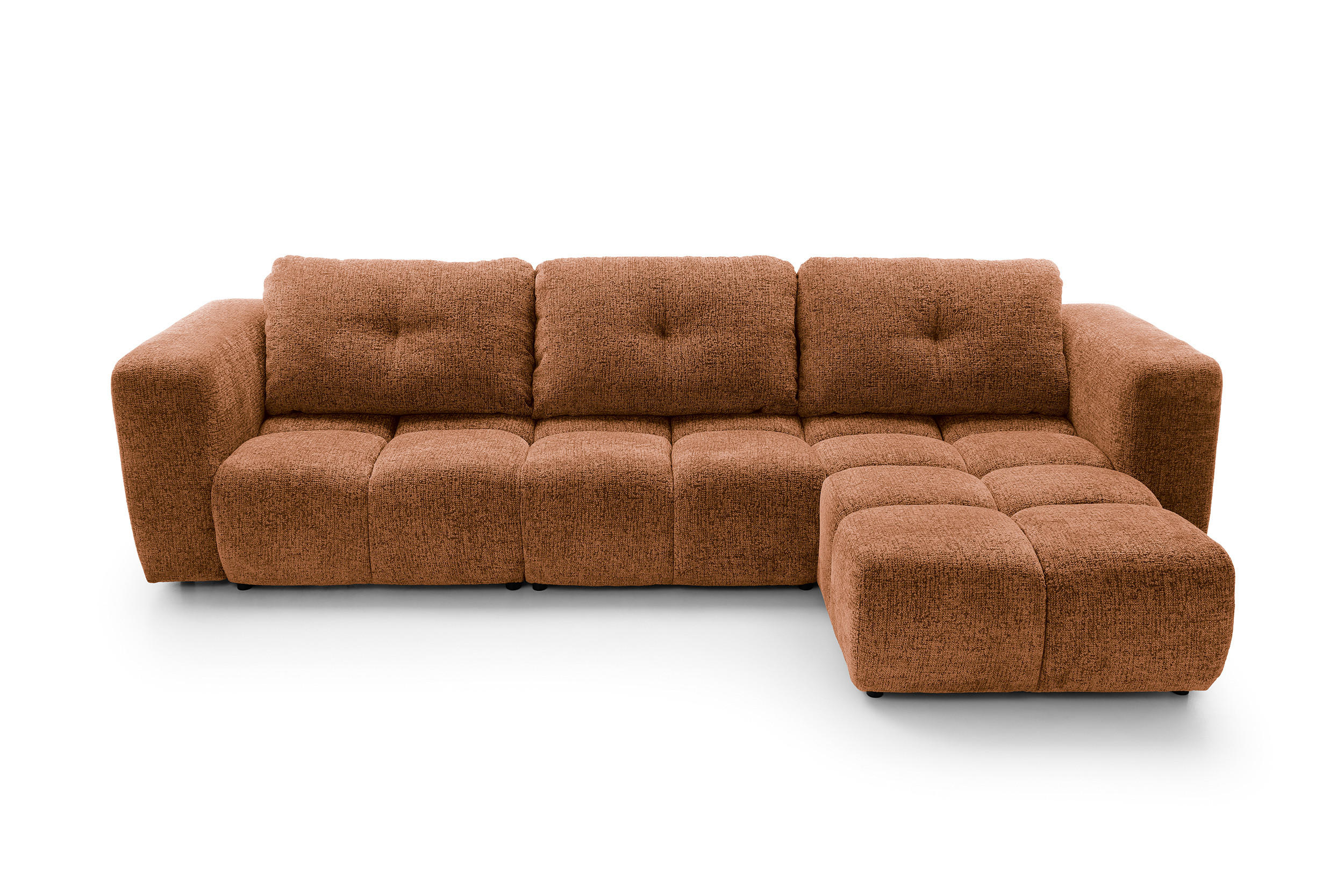 ECKSOFA ARTE 03 Orange Chenille mit Schlaffunktion - Orange, Holz (336/177cm) - MASSENO