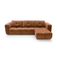 ECKSOFA ARTE 03 Orange Chenille mit Schlaffunktion - Orange, Holz (336/177cm) - MASSENO