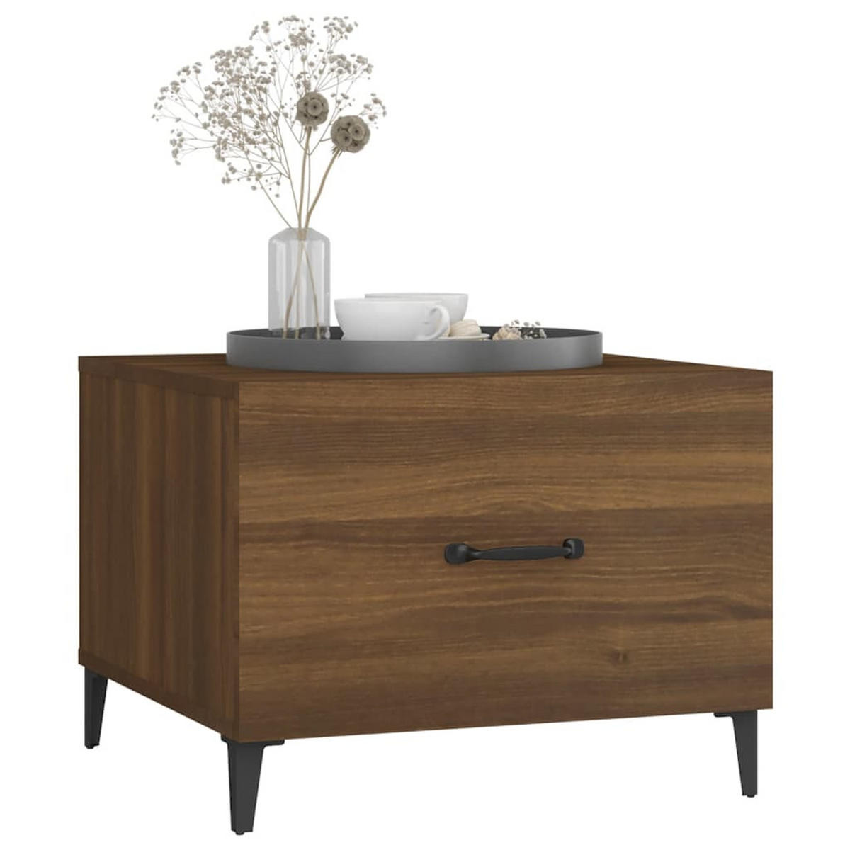 COUCHTISCH mit Metallbeinen Braun Eichen-Optik 50x50x40 cm - Braun, Holzwerkstoff (50/50/40cm) - furnicato