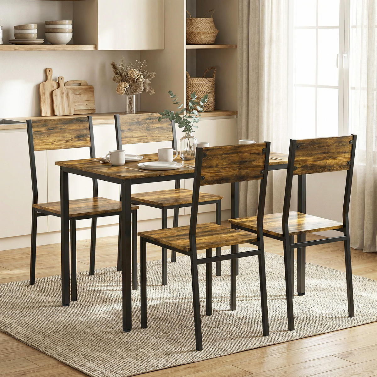 ESSZIMMERGARNITUR DE-18588 Rustikales Braun - Braun, Holzwerkstoff (60/76/108cm) - ComfortXL