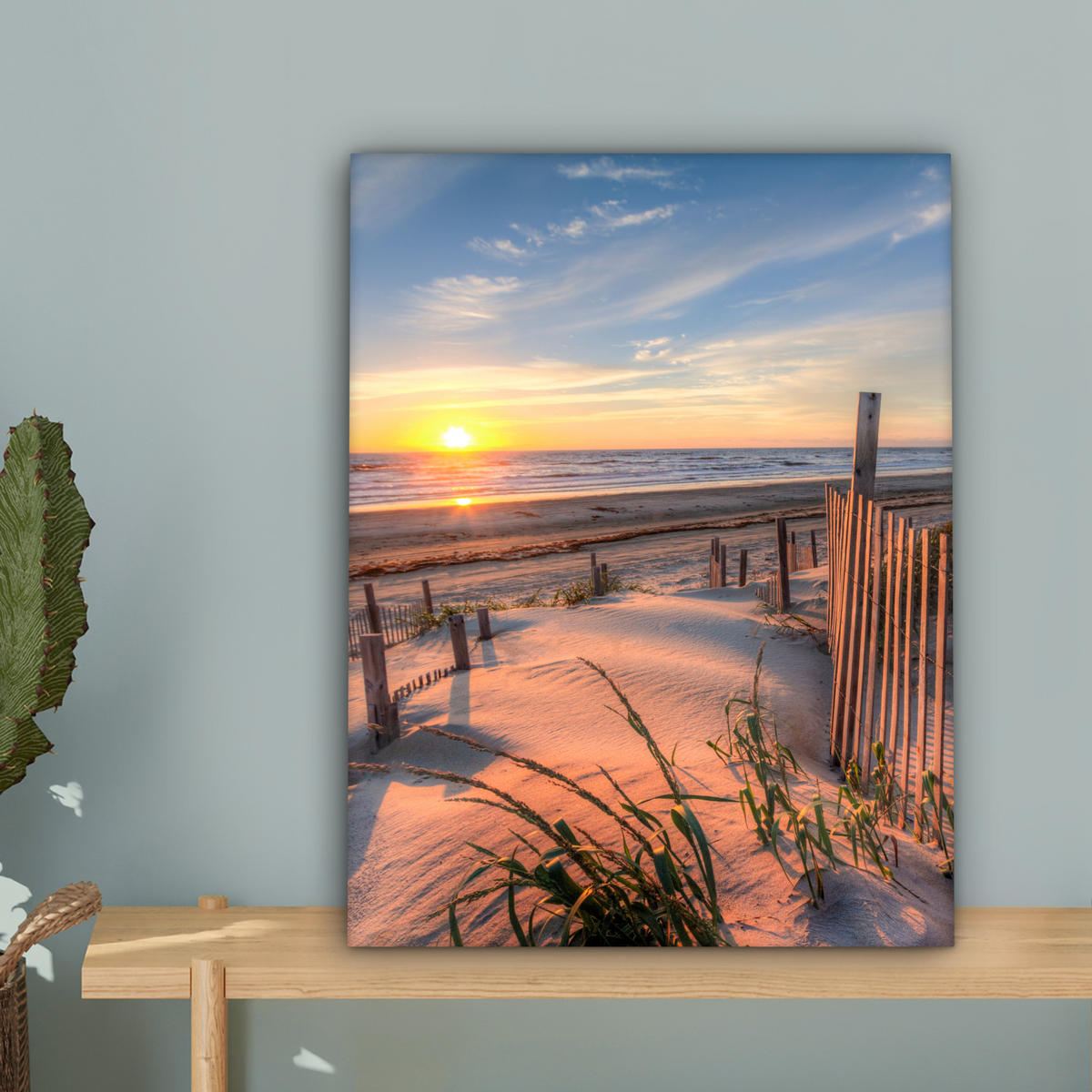 LEINWANDBILD Strand - Meer - Düne - Sonnenuntergang - Landschaft 30x40 cm - Beige, Textil (30/40cm) - MuchoWow
