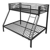 ETAGENBETT aus Metall 90/140x200 cm Schwarz mit beidseitig montierbarer Leiter - Schwarz, Metall (140/200cm) - Modfu
