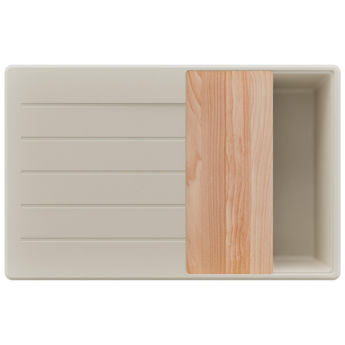 SPÜLBECKEN Kopenhagen, 2-er set Beige 78/50 cm 1 Becken + Ablauf-Set + Schneidebrett ab 45er Unterschrank - Beige, Kunststoff (78/20/50cm) - Primagran