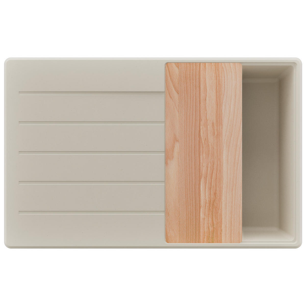 SPÜLBECKEN Kopenhagen, 2-er set Beige 78/50 cm 1 Becken + Ablauf-Set + Schneidebrett ab 45er Unterschrank - Beige, Kunststoff (78/20/50cm) - Primagran