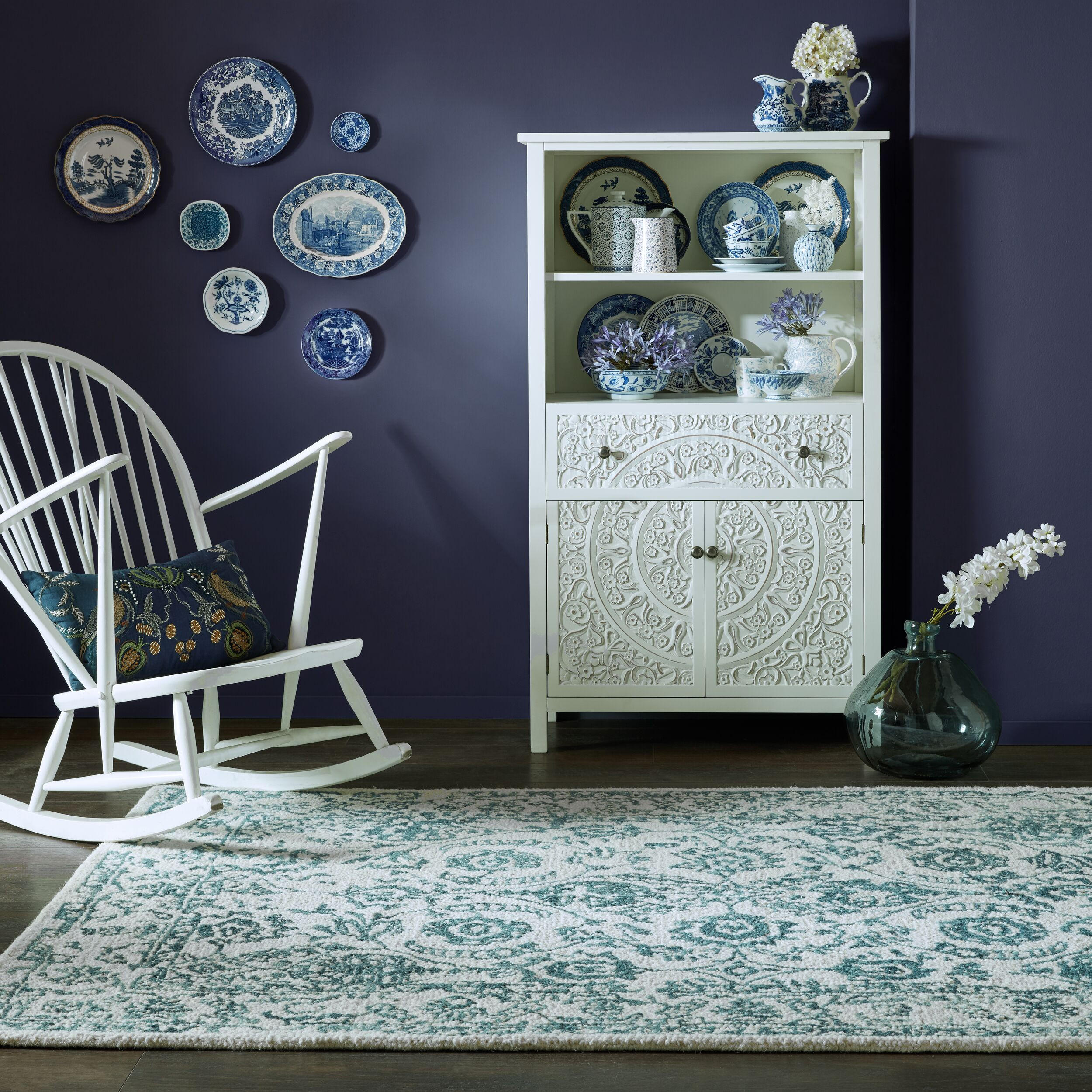 WOLLTEPPICH Floral-Vintage, traditionell SOAR MATT, Türkis-Beige 120x170 cm - Türkis, Textil (120/170cm) - KADIMA DESIGN