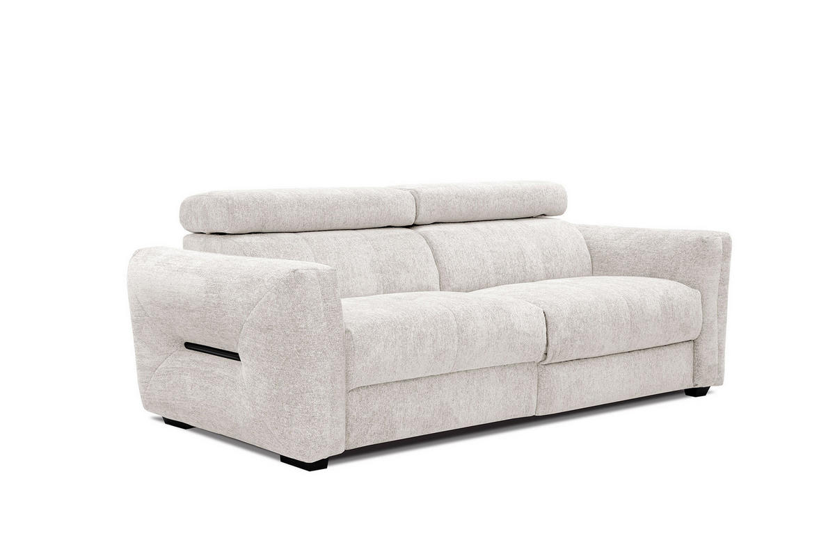 SOFA CALVERA 3-Sitzer mit 1 Relaxfunktion, weiß - Weiß, Holzwerkstoff/Textil (204/79/106cm) - Courtois Laville
