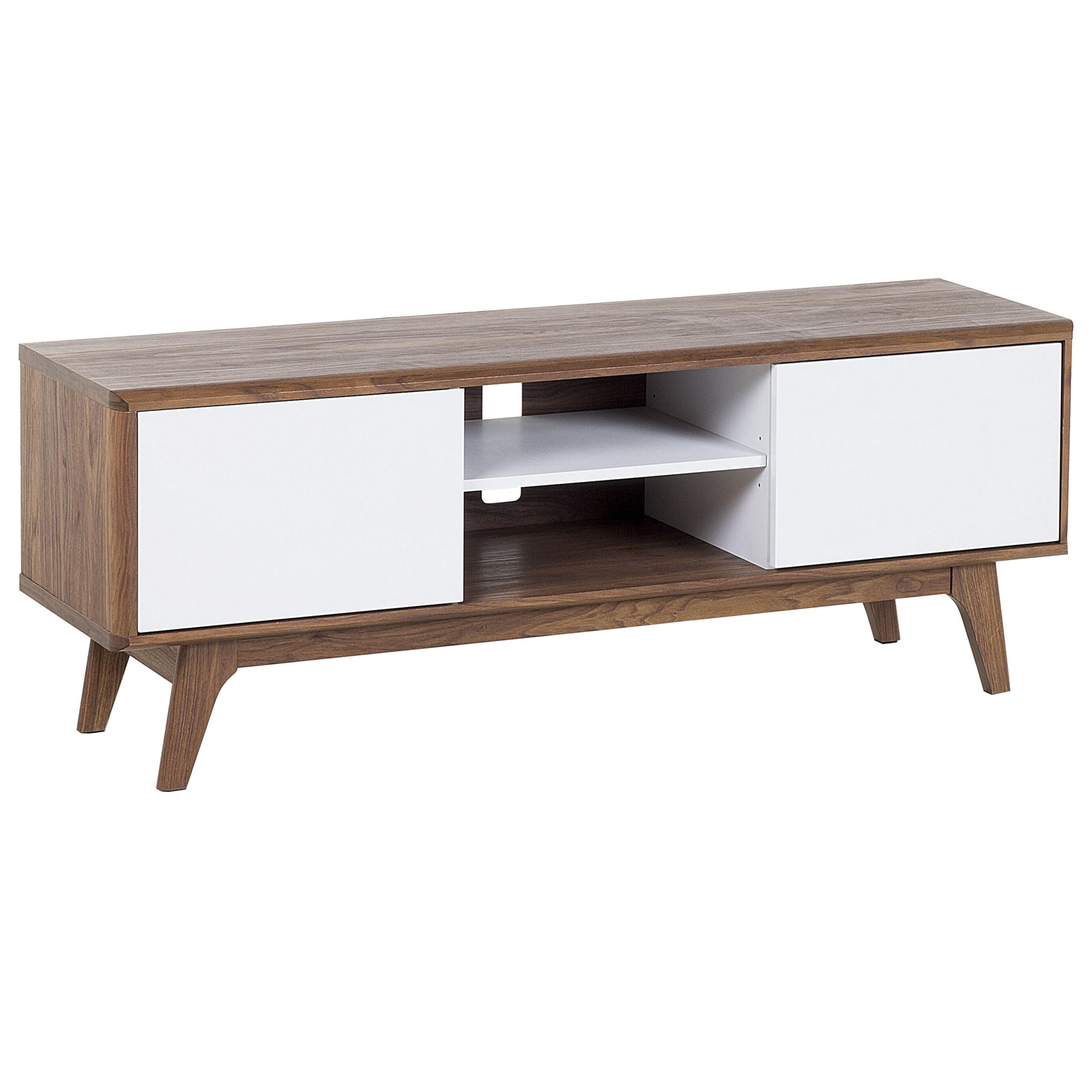 Beliani TV STOLEK Tmavě hnědý, Bílý ROCHESTER 40/142/53 cm