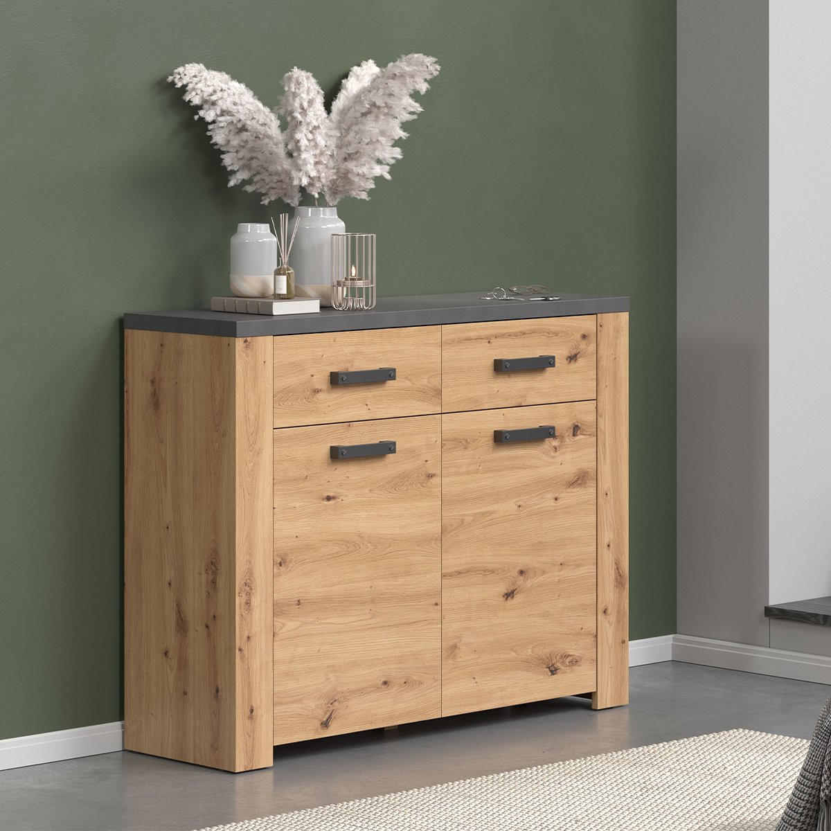 KOMMODE Follow Eiche Dekor - Eichefarben, Holzwerkstoff (116/116/91cm) - Trendteam