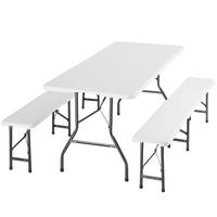 CAMPINGTISCHGARNITUR Panja,mit Tragegriffen,weiß - Weiß, Kunststoff (180/74/72cm) - tectake