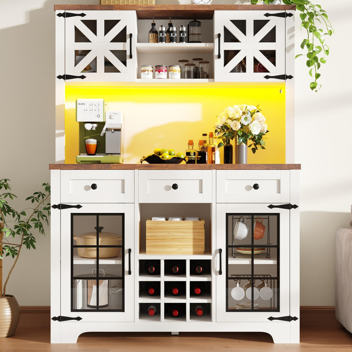 HOCHSCHRANK mit LED 120 x 40 x 180 cm MDF Glas White - Weiß, Glas (40/180/120cm) - Meubliv