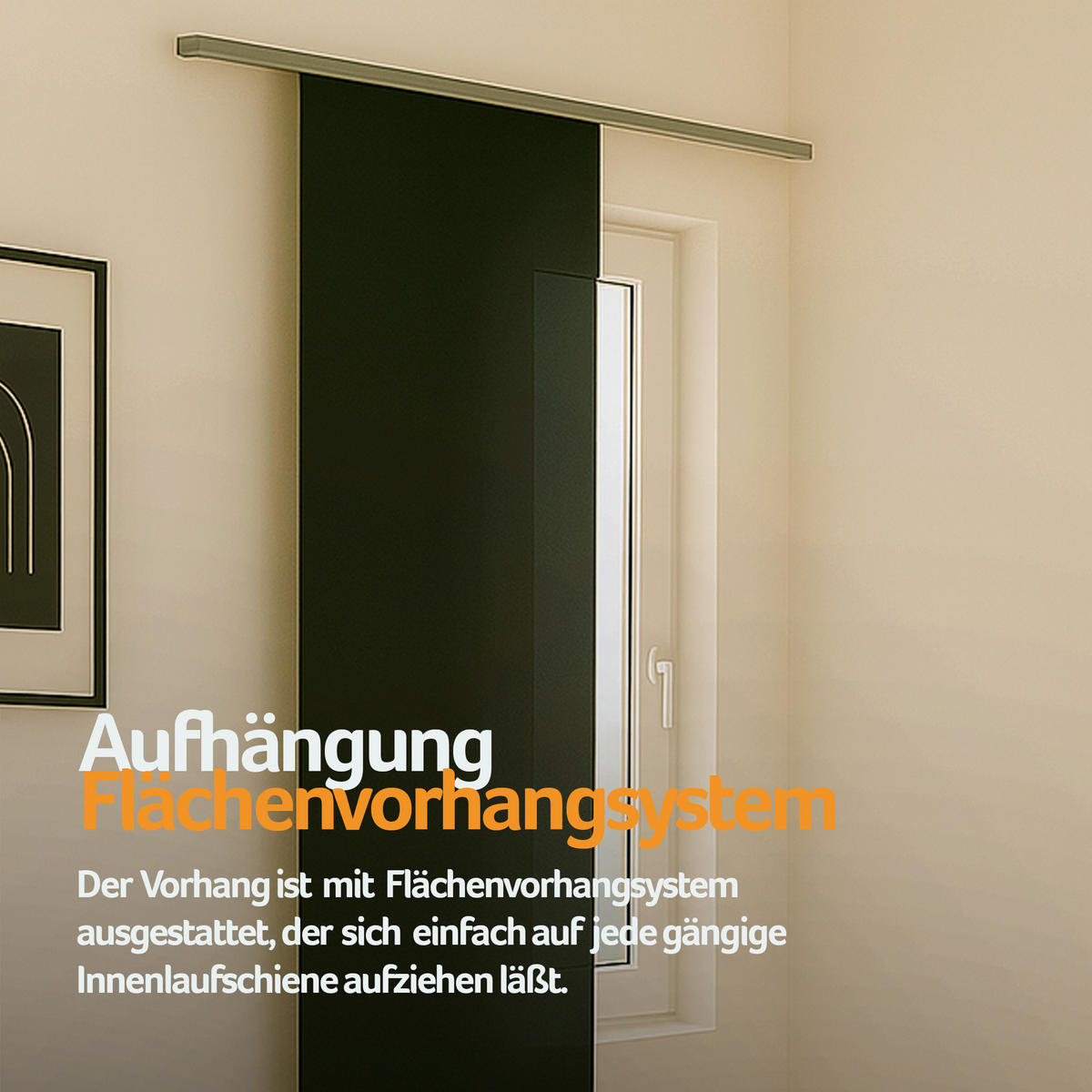 FLÄCHENVORHANG blickdicht 60x245 cm Schwarz mit Technik - Schwarz, Textil (60/245cm)