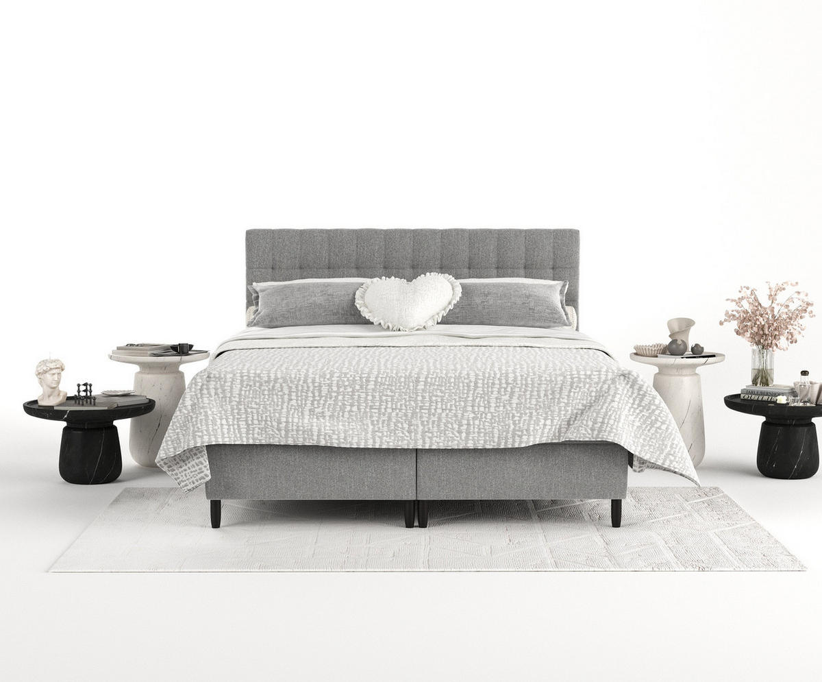 BOXBETT Divine Grau 140/200 cm - Schwarz/Grau, Holz/Holzwerkstoff (140/200cm) - Maison de Reve