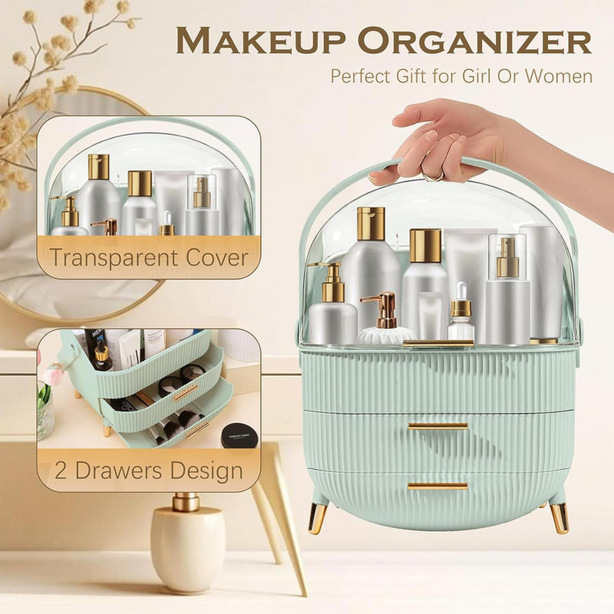 KOSMETIKORGANIZER Carpenter Ⅲ 26/16/38 cm - Hellgrün, Kunststoff (16/38/26cm) - Nettlife