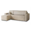 ECKSOFA RAVELO T Creme Kordstoff mit Schlaffunktion - Creme, Holz (240/140cm) - MASSENO