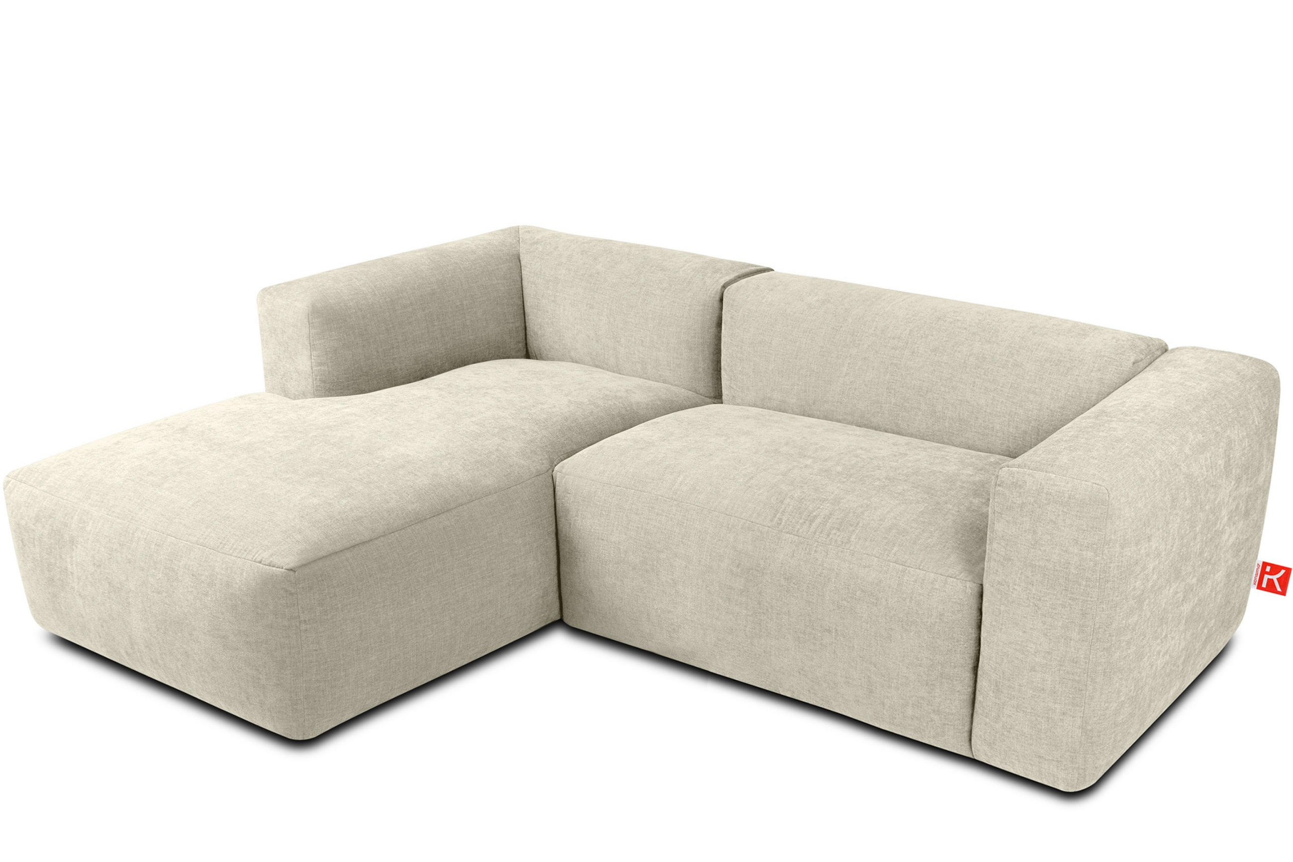 ECKMODULSOFA-LINKS BUFFO 3/4 Sitzer mit extrem weicher Sitzfläche, Gewebestoff, ecru - Ecru, Textil (237/180cm) - KONSIMO®