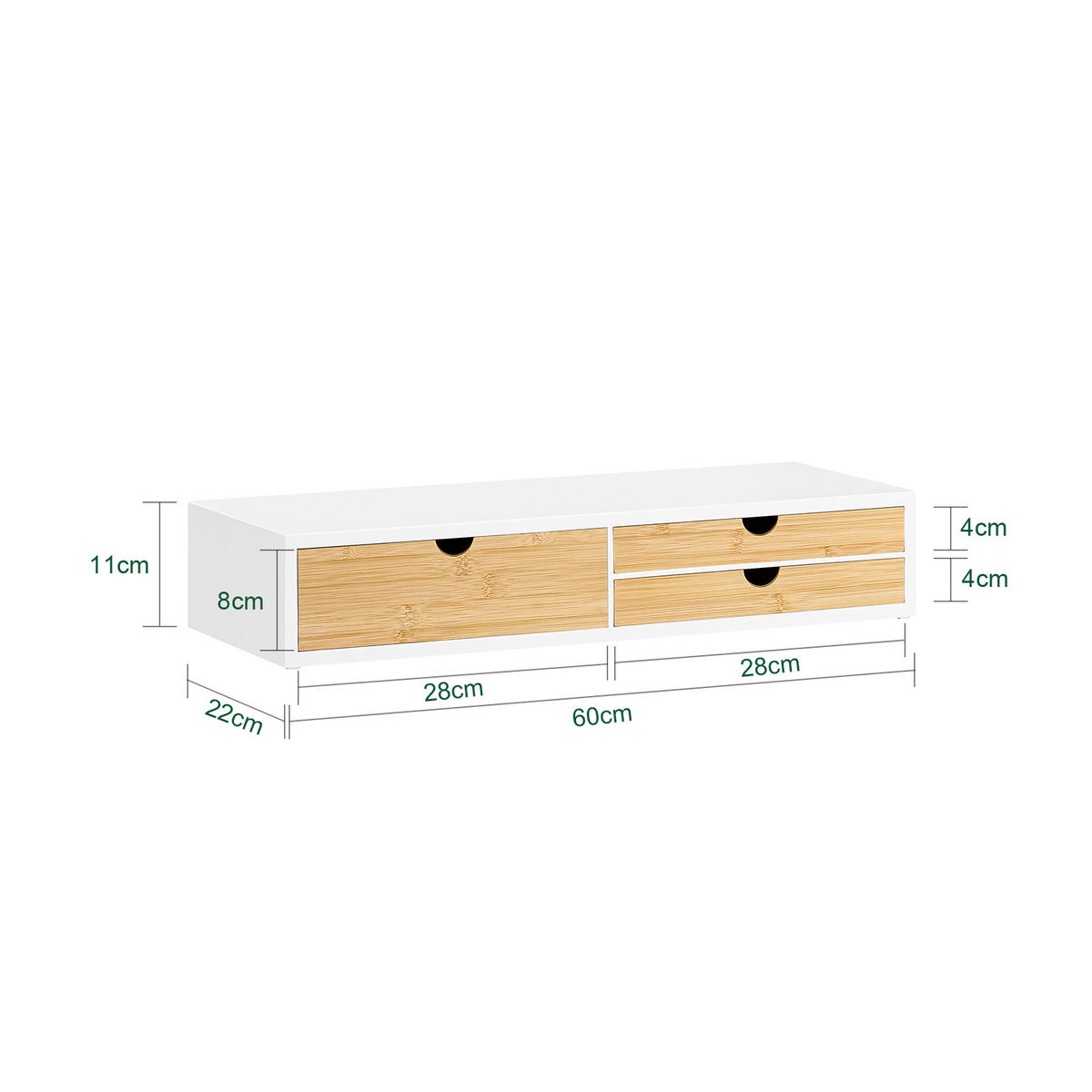 MONITORSTÄNDER Weiß-Natur - Weiß/Naturfarben, Holz/Holzwerkstoff (22/60/11cm) - SoBuy