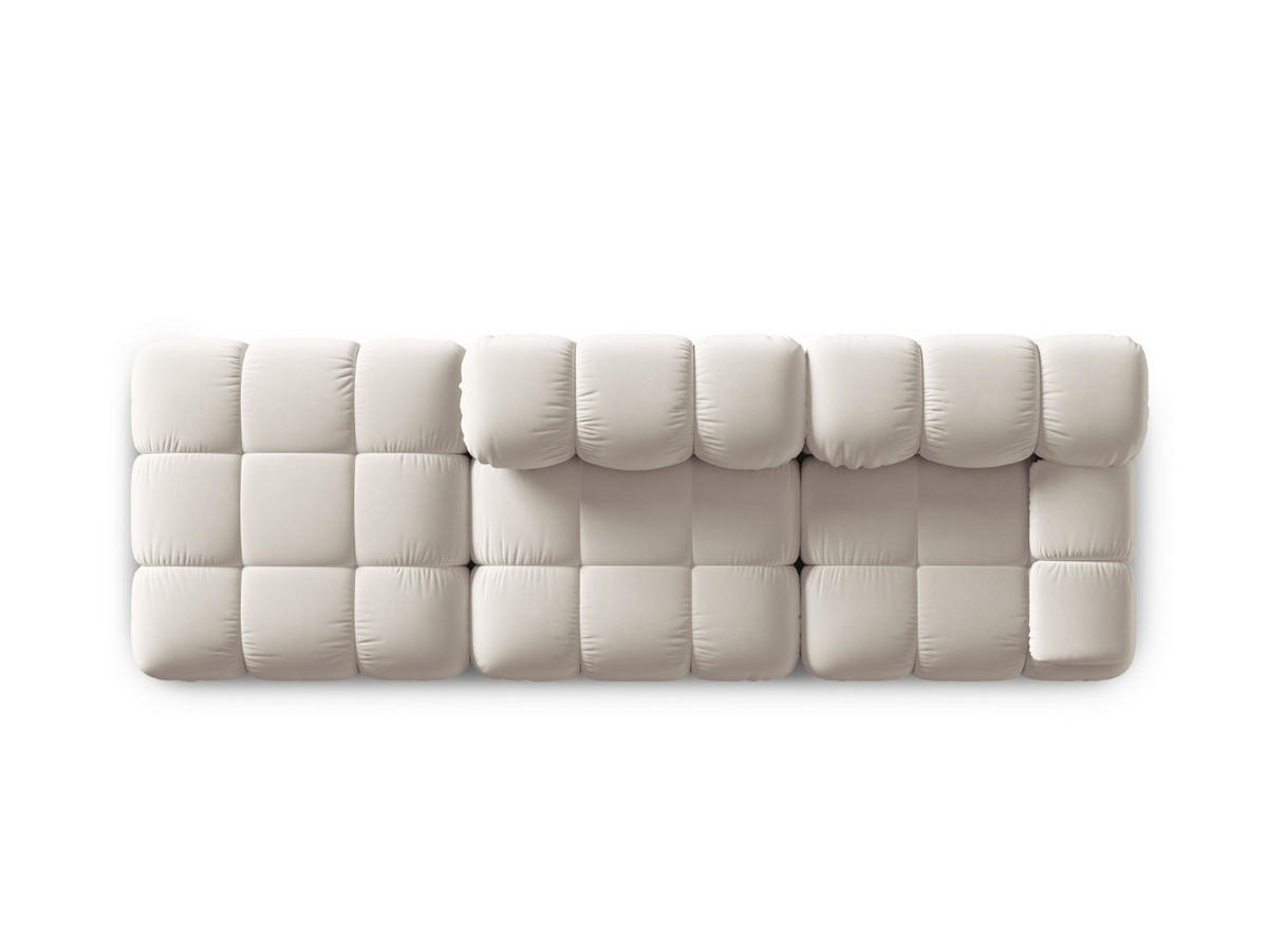 MODULARES-SOFA links Bellis aus Samt leichtes beige 4 Sitzplätze - Creme, Textil (94/63/282cm) - Micadoni