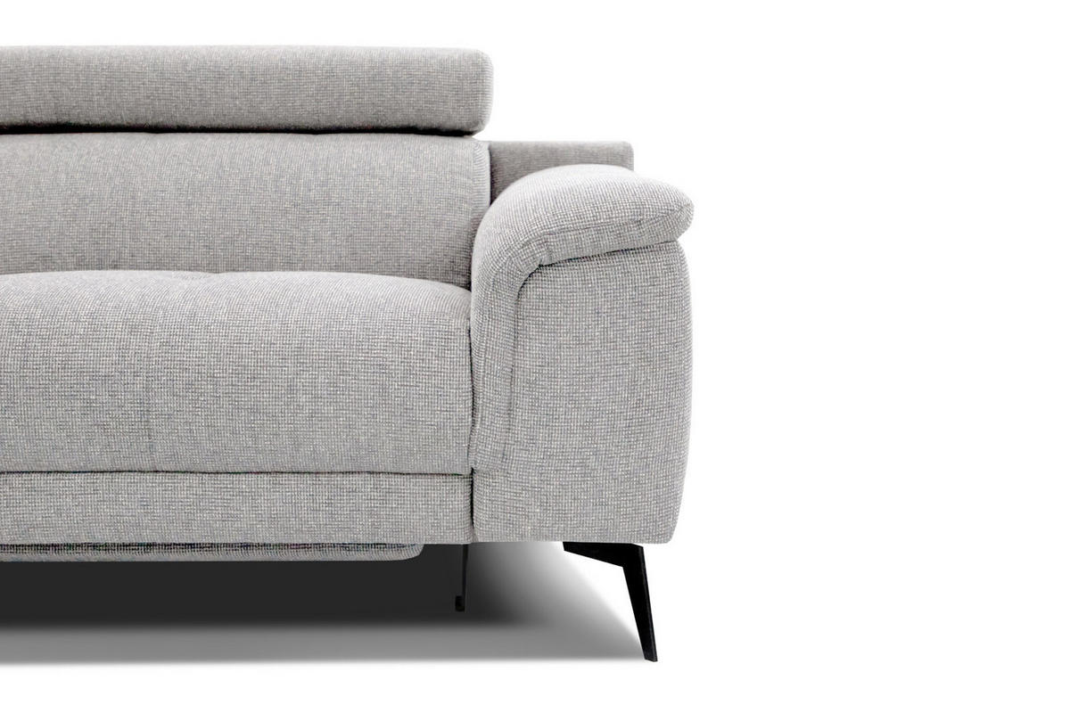RELAXSOFA FIERO 3-Sitzer mit 1 Relaxfunktion, hellgrau - Hellgrau/Schwarz, Holzwerkstoff/Textil (212/82/103cm) - Courtois Laville