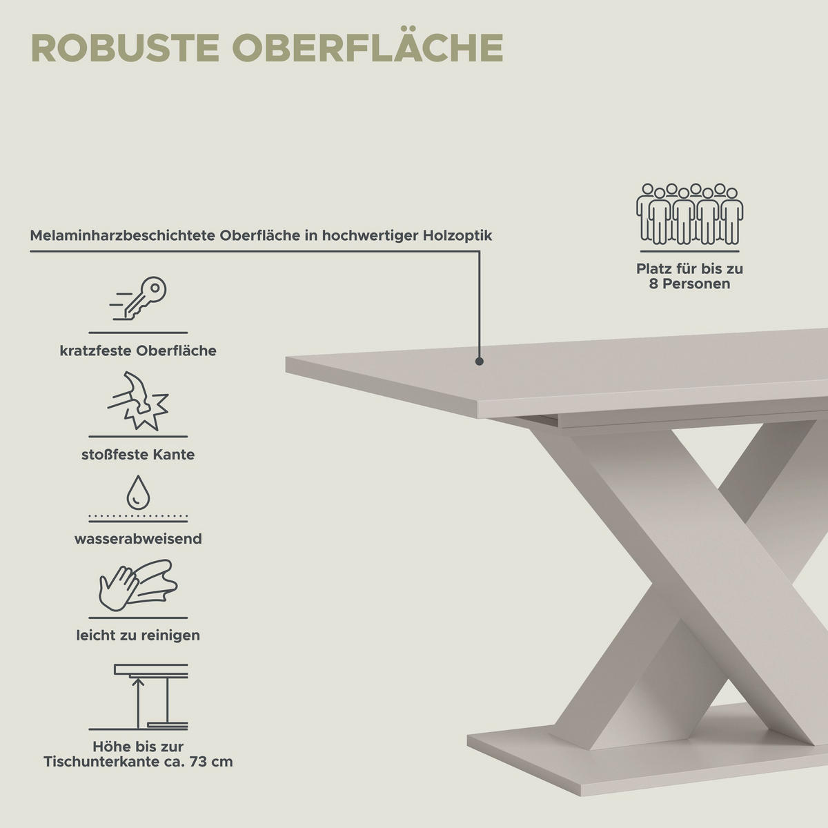 ESSTISCH MOTION (B/H/T: ca. 150/76/90 cm) in Kaschmir/Kaschmir - Kaschmir, Holzwerkstoff (90/150/76cm)